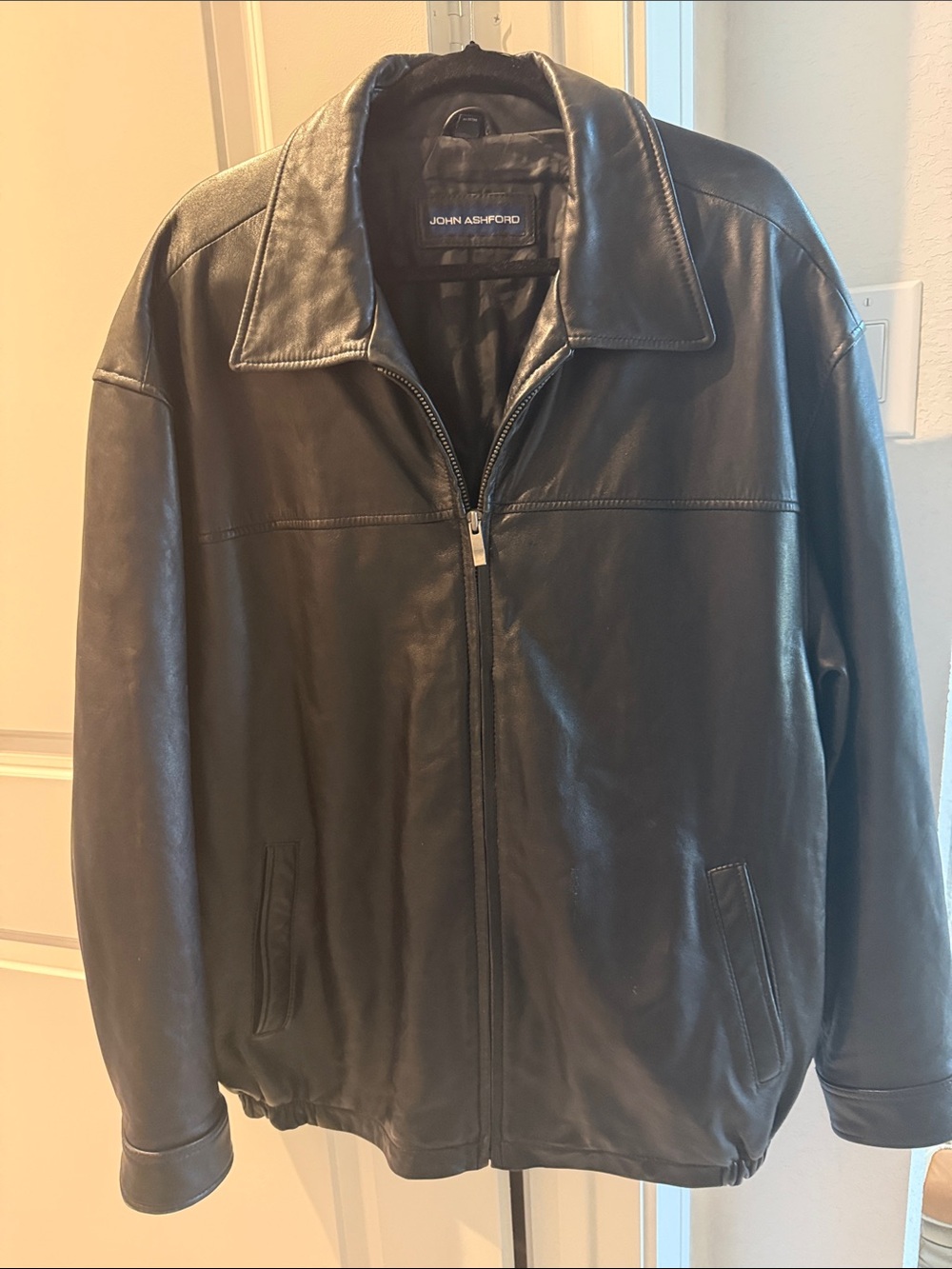 John Ashford Black Leather Bomber Jacket